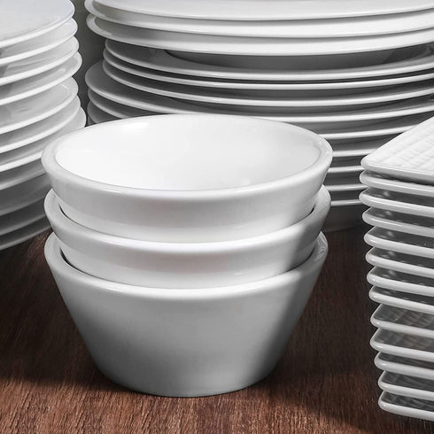 Wareland 10 Ounce Thick Edge Salsa Bowls Set of 3, Extra Sturdy Small Bowls for Side Dishes, 4.75 inch Bright White Ceramic Dipping Bowls for Charcuterie, Dishwasher Microwave Oven Safe Bowls