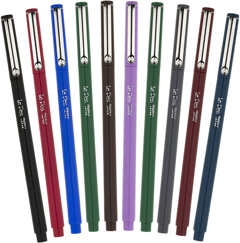 Uchida of America 10-Piece 0.3 Point Size Le Drawing Pen Set Art Supplies, Paquete de 1, Dark