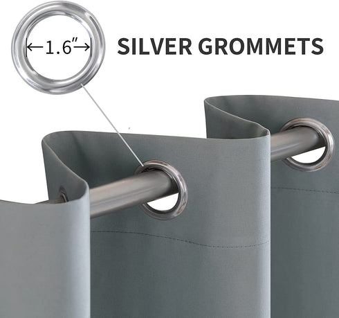 MIULEE 100% Blackout Curtains Thermal Insulated Solid Grommet Curtains/Drapes/Shades for Bedroom Living Room 2 Panels, 52" x 90", Silver Grey