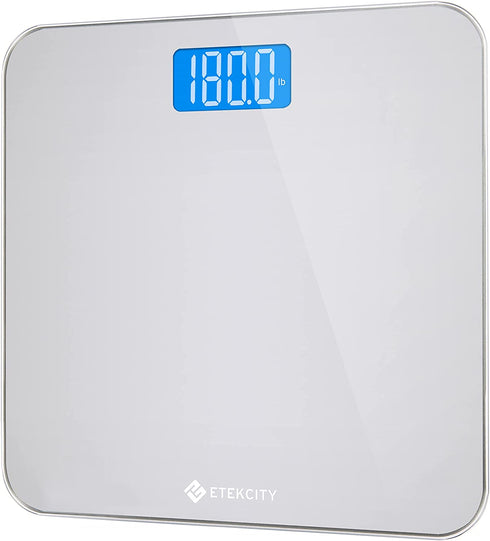 Etekcity Digital Body Weight Bathroom Scale with Round Corner Design, Large Blue LCD Backlight Display, High Precision Measurements, 400 Pounds