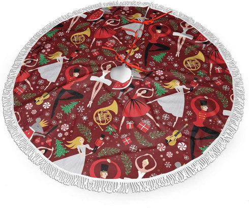 Christmas Tree Skirt 30 Inch Rustic Tree Xmas Ornaments Holiday Party Decorations Indoor Outdoor Accessory Gift
