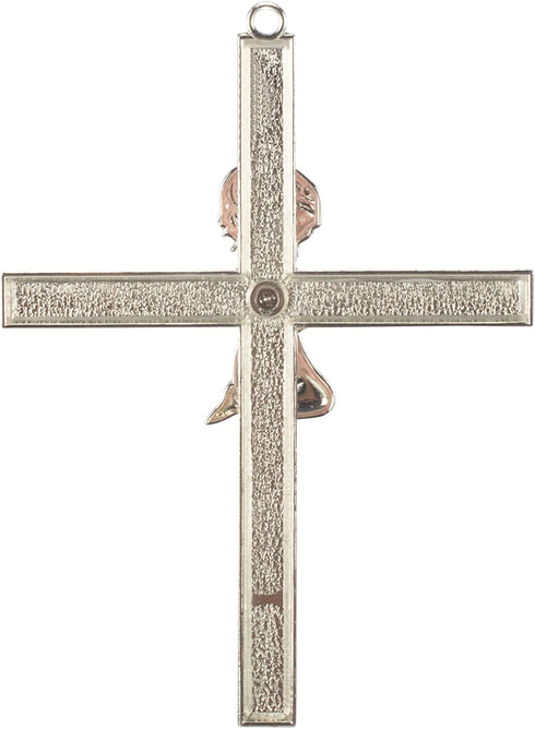 Girl Kneeling To Pray Soft Pink and Silver 6 inch Zinc Alloy Metal Wall Cross