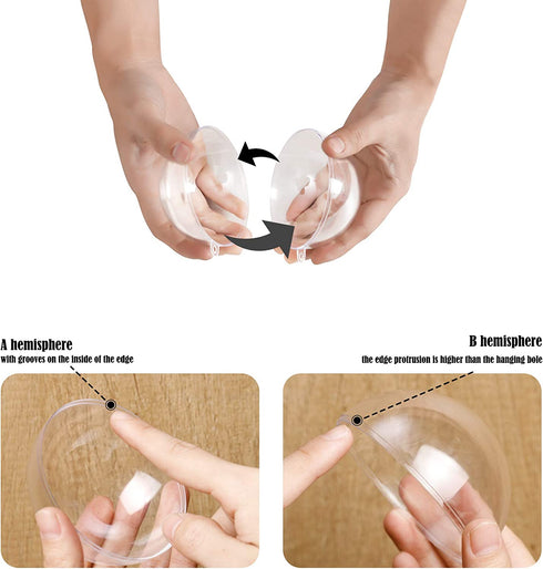 ZHMTang DIY Clear Plastic Christmas Fillable Balls, Acrylic Clear Plastic Ornaments Ball for Wedding, Party Decor (4.72''/120mm)