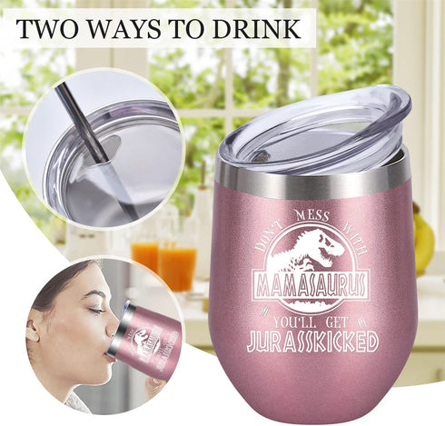 Funny Mothers Day Gifts for Mom from Daughter Son,Mom Gifts for Women Her Mother Grandma Wife Girlfriend,Rose Gold Wine Tumbler Unique Gifts for Birthday Mothers Day Christmas Valentines Day-12OZ