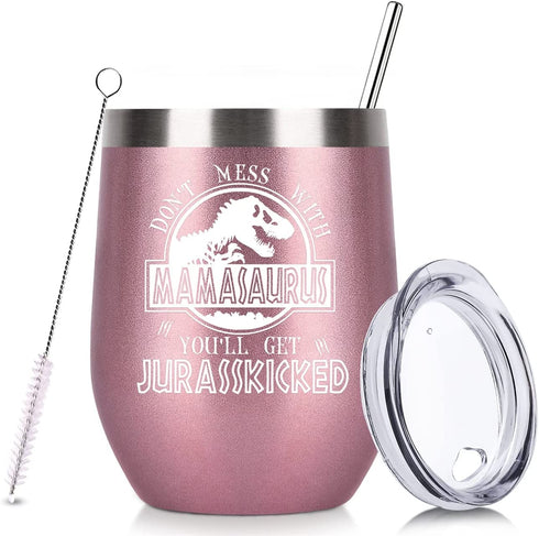 Funny Mothers Day Gifts for Mom from Daughter Son,Mom Gifts for Women Her Mother Grandma Wife Girlfriend,Rose Gold Wine Tumbler Unique Gifts for Birthday Mothers Day Christmas Valentines Day-12OZ