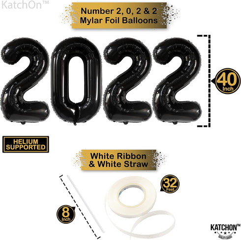 Black and Gold Graduation Decorations 2022 - Black 2022 Balloons, 40 Inch and Fringe Curtain | Class of 2022 Balloons Graduation Party Decorations 2022 | Class of 2022 Decorations, Graduation Balloons