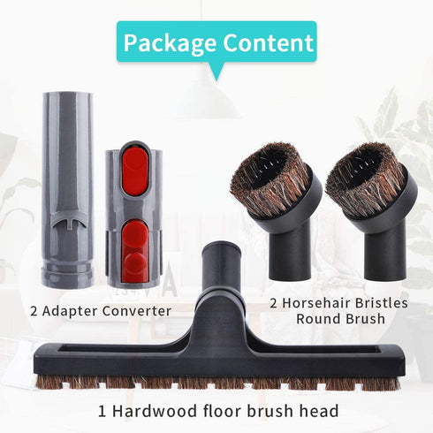 KEEPOW 5 Pcs Vacuum Attachments Kit Compatible with Dyson V7 V8 V10, Articulating Hard Floor Tool & Soft Dust Brush & Adapter Converter