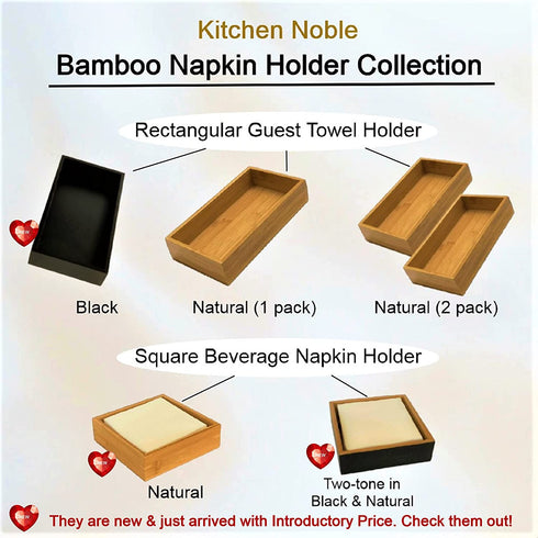 Bamboo Guest Towel Holder (9.75"x 5.50"x 2") Wooden Bathroom Napkin Tray Multipurpose Organizer & Accessory Drop Box - For Guest Bathroom, Dining Table, Kitchen Counter & Drawers