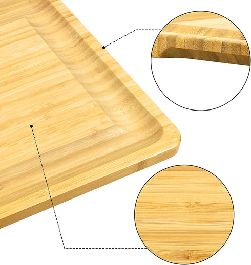 Bamboo Cheese Board and Charcuterie Boards/Serving Tray with Built-in Compartments and Juice Groove for Cheese, Meat and Fruit (13" x 15.9")