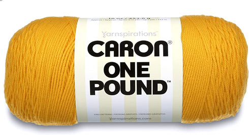Caron 29401010549 One Pound Solids Yarn, 16oz, Gauge 4 Medium, 100% Acrylic - Sunflower- For Crochet, Knitting & Crafting ( 1 Piece )