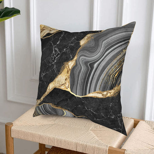Ansoela Gold and Black Grey Throw Pillow Covers Set of 4 Marble Texture Decor Pillow Cases 18x18 Square Cushion Cover Home Couch Sofa Decorative