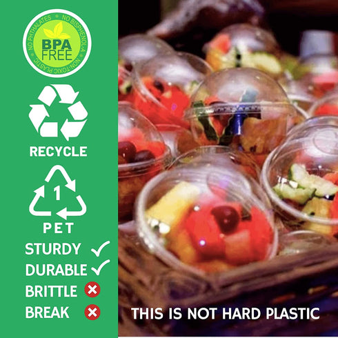 10 oz Clear Plastic Cups with Lids - 25 Sets Dessert Cups with Dome Lids (NO HOLE), Crystal PET Parfait Cups with Lids, Disposable Party Cups for Fruit/Ice Cream/Cupcake/Iced Cold Drinks