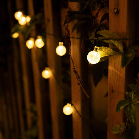 Solar String Lights Outdoor 60 Led 35.6 Feet Crystal Globe Lights with 8 Lighting Modes, Waterproof Solar Powered Patio Lights for Garden Yard Porch Wedding Party Decor (Warm White)