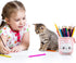 3 Pieces Telescopic Stand Up Pencil Case Box Transformer Stand Store Pencil Holder Cute Cartoon Standing Pen Pouch Dual-Use Canvas Storage Stationery Bags for Teen Girls Boys (Cat, Bear, Unicorn)