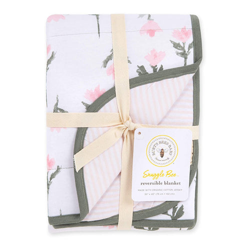 Burt's Bees Baby - Reversible Blanket, Nursery, Stroller & Tummy-Time Organic Jersey Cotton Quilted Infant & Toddler Bedding, Tall Tulips, One Size