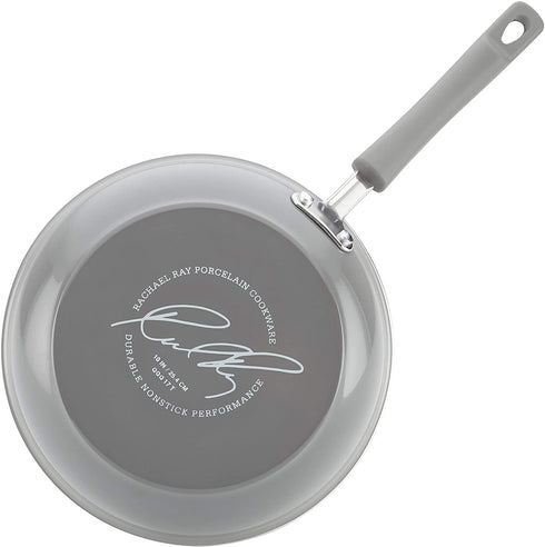 Rachael Ray Brights Deep Nonstick Frying Pan / Fry Pan / Deep Skillet - 9.5 Inch, Gray