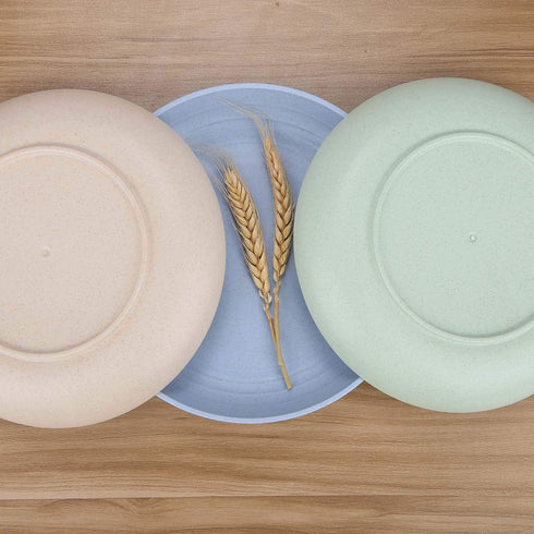 8.8 Inches Unbreakable Wheat Straw Plates - Reusable Plate Set - Dishwasher & Microwave Safe - Perfect for Dinner Dishes - Healthy for Kids Children & Adult, BPA Free & Eco-Friendly (8.8 Inches)