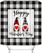 Valentines Day Gnomes Shower Curtain Buffalo Plaid on Black White Grey Farmhouse Check Background Happy Valentines Day Fabric Shower Curtains for Bathroom Waterproof, 72" x 72"