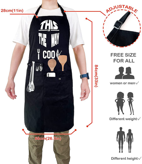 Funny Cooking Chef Apron with Pockets BBQ Kitchen Work Aprons Birthday Dad Creative Gifts