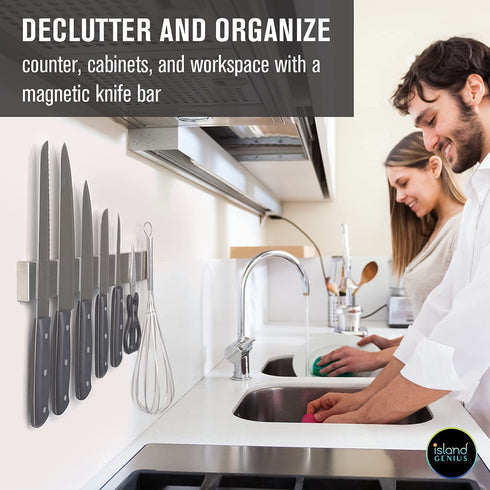 ??Island Genius 16 Inch Stainless Steel Magnetic Knife Holder Bar Strip for Wall - Kitchen Knife, Utensil and Tool Storage Organizer Magnet