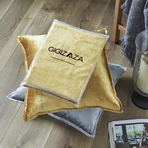 GIGIZAZA Gold Velvet Decorative Throw Pillow Covers, 20x20 Square Couch Sofa Pillow Covers,Set of 2 Square Cushion Covers