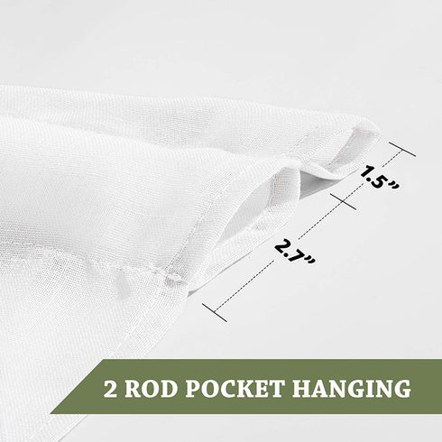 RYB HOME White Sheer Curtains 96 inch - Faux Linen Blend Semi Sheer Curtains Soft Light & Airy Privacy Sheers for Bedroom Living Room Canopy Bed Bathroom, 52 inch Wide x 96 inches Long, 2 Pcs