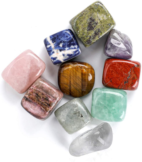 ORNOOU Chakra Stones Healing Crystals Set of 10 - Chakras Balancing, Crystal Therapy, Meditation, Reiki - Chakra Set with Gift Box