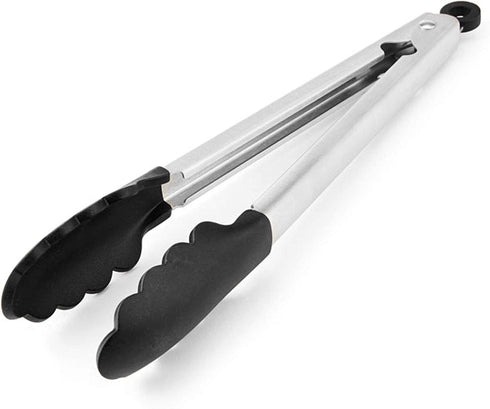 KitchenAid Silicone Tipped Stainless Steel Tongs, 10.26 Inch, Black