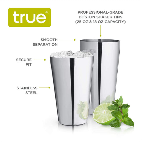 True Advance Boston Set of 2 Stainless Steel Shaker Tins, 18 oz & 25 oz, Set of 1