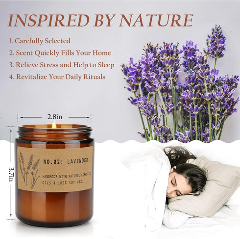 Candles for Home Scented, Lavender and Rose Scented Soy Candles, Gifts for Women Birthday, Valentine's Day Mother's Day, Long Lasting Natural Organic Candle Set for Relaxation Gifts, 7.2oz, 2 Pack