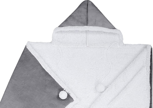 Safdie & Co. 65914.ECZ.74 Premium Wearable Hooded Adult Women and Men 71"x51"-Super Soft, Lightweight, Microplush, Cozy and Functional Throw Blanket (Silver), 52 in x 72