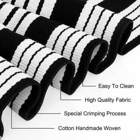 Black and White Striped Rug 27.5"x43" Outdoor Doormat Cotton Hand Woven Welcome Doormats Reversible Layered Door Mats Farmhouse Indoor Outdoor Runner Rug for Front Porch Entryway Laundry Room Kitchen