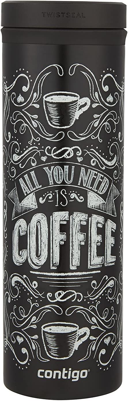 Contigo TWISTSEAL Eclipse Vacuum-Insulated Stainless Steel Travel Mug, 20 oz., All You Need Is Coffee