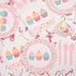 144 Pieces Cupcake Party Supplies, Paper Plates, Napkins, Cups and Cutlery (Serves 24)