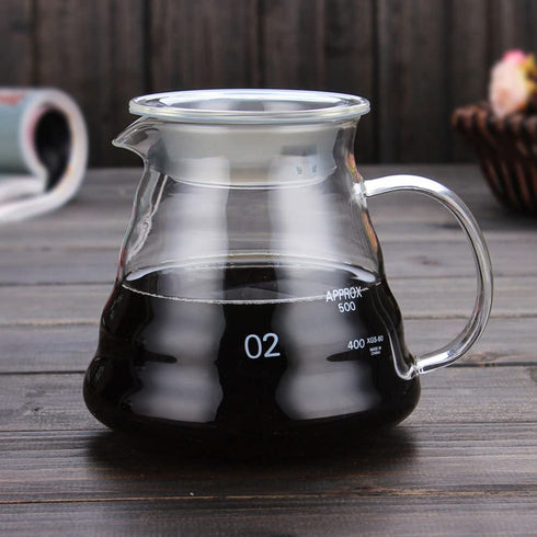 500ml Glass Teapot Coffee Kettle Tea Drip Pot Thickened Heat Resist Water Pot with Handle Lid for Hand Coffee Tea Brewing