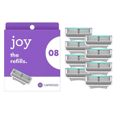 joy Womens Razor Blade Refills, 8 Count, Purple, Lubrastrip to Help Avoid Skin Irritation