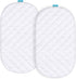 Waterproof Mattress Protector, Quilted Mattress Cover for Moses Basket Mattress, 2 Pack, Ultra Soft Bamboo Sleep Surface, White