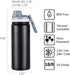 Stainless Steel Vacuum Insulated Water Bottle,Wide Mouth Metal Water Bottle,Black Double Wall with Leak Proof Spout Lid, BPA Free,25oz