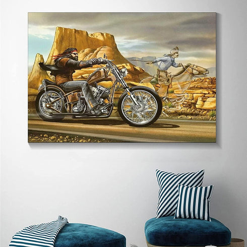 LVUPIIG Ghost-Rider Motorcycle Rider Poster Decorative Painting Canvas Wall Art Living Room Posters Bedroom Painting 16x24inch(40x60cm)