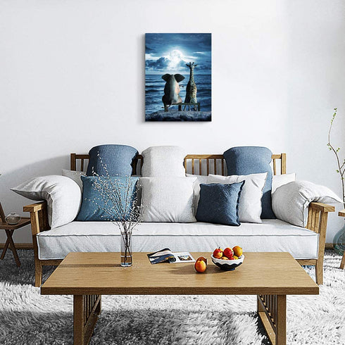 Canvas Wall Art For Bedroom Wall Decor For Living Room Modern Family Bathroom Canvas Art Animal Elephant Abstract Pictures Blue Ocean Wall Artwork Office Wall Painting Ready To Hang Home Decorations