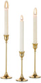 Romadedi Candlestick Holder Gold Candle Holder Brass Set of 3 Decorative Candle Holder for Taper Candle for Fireplace Mantel Dinning Table Home Wedding Decorations Gold 1 Set