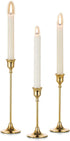 Romadedi Candlestick Holder Gold Candle Holder Brass Set of 3 Decorative Candle Holder for Taper Candle for Fireplace Mantel Dinning Table Home Wedding Decorations Gold 1 Set