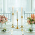 Romadedi Candlestick Holder Gold Candle Holder Brass Set of 3 Decorative Candle Holder for Taper Candle for Fireplace Mantel Dinning Table Home Wedding Decorations Gold 1 Set
