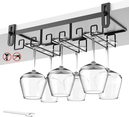 Under Cabinet Wine Glass Rack Black, Wine Glass Holder Under Shelf, Wine Glass Racks Under Cabinet Wine Glass Hanger, Under Shelf Wine Glasses Holder Under Cabinet, Stemware Rack Under Cabinet Cmecial