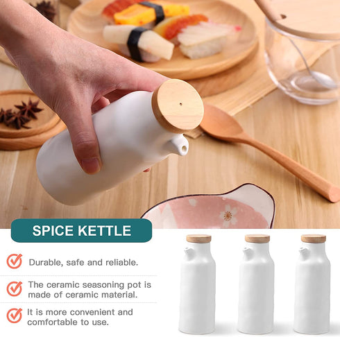 UPKOCH Ceramics Oil Bottles Ceramics Dispenser Bottle Olive Oil Soy Sauce Vinegar Cruet Liquid Condiment Storage Can for Kitchen Cooking (White) 400ML