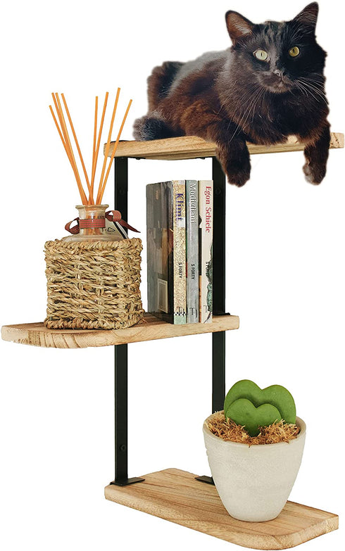 TORTELY HAUSS Corner Shelf Wall Mount | 3-Tier Corner Shelves Made from Solid Paulownia Wood | Rustic Floating Corner Shelves Wall Mounted for Living Room Bathroom Kitchen