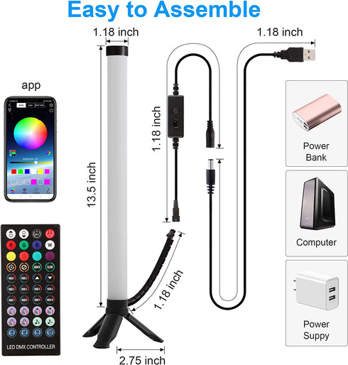 Smart RGB Gaming Lights That Sync with Music, RGB Lights Bar Ambient Lighting Kit, Led RGB Desk Light with 200+ Scene Modes, Dimming Bluetooth Color led Light bar for Room, PC, TV, Gaming Desk