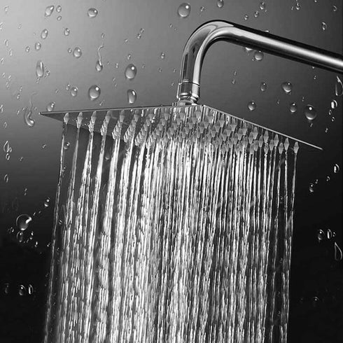 HIGH PRESSURE Rain Shower head, NearMoon High Flow Stainless Steel Square ShowerHead, Pressure Boosting Design, Awesome Shower Experience Even At Low Water Flow (8 Inch, Chrome Finish)