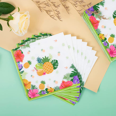 Hawaiian Luau Party Supplies, Tropical Paper Plates and Napkins Cups Sets Serves 30