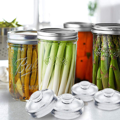 Artcome 5-Pack Glass Fermentation Weights with Easy Grip Handle and Unique Texture Design for Large Wide Mouth Mason Jars